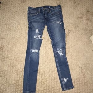 Abercrombie and Fitch light blue distressed jeans
